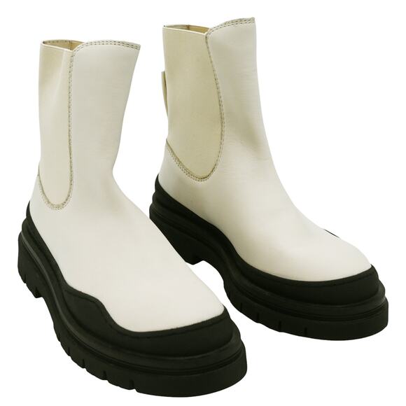 See By Chloe Ivory Leather Chunky Rubber Lug Sole Booties Size 40 - Picture 1 of 14